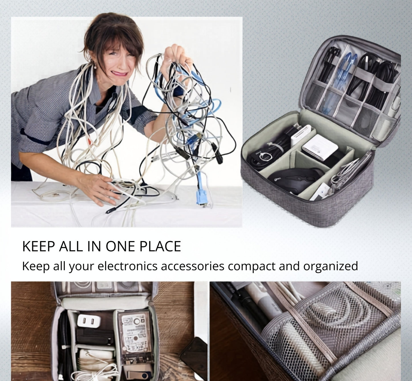 Compact Tech Organizer – Stop the Cable Chaos. Forever.